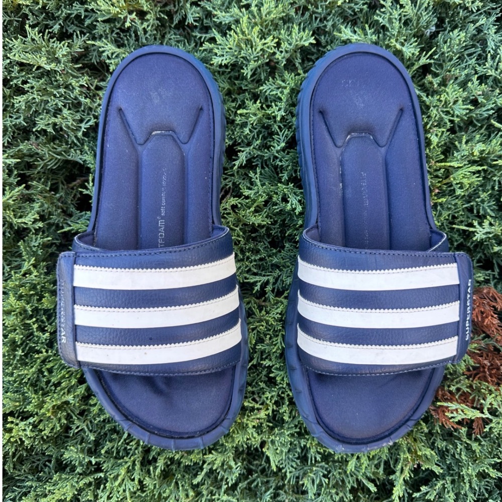Adidas Superstar 3G Men's Slides Size 8 Navy Blue/White Sandals